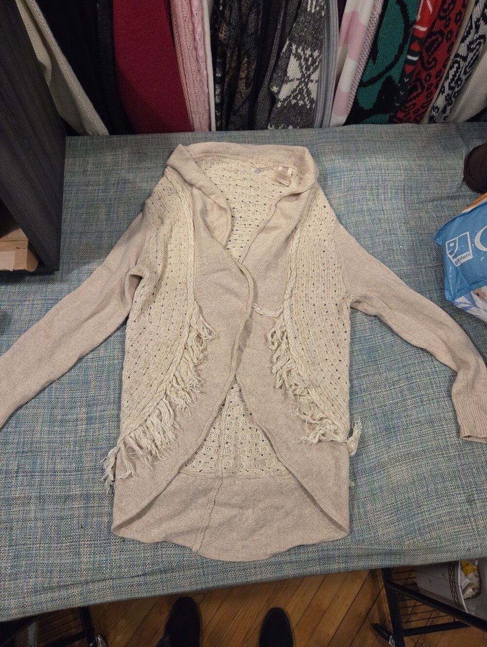 Knitted And Knotted Anthropologie Boho Hippie Crochet Fringe Cardigan